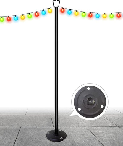 Queension 10FT Ground Base String Light Poles for Outdoor String Lights for Garden, Backyard, Patio Lighting Stand for Parties, Bistro & Weddings, 1 Pack