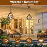 Outdoor Pendant Light Fixture for Front Porch, Farmhouse Exterior Hanging Lamp with Adjustable Chain, Waterproof Oil Rubbed Brown Outside Ceiling Mount Lamp for House, Foyer
