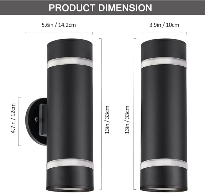 Cerdeco Stainless Steel Modern Porch Light Outdoor Wall Lighting Cylinder Wall Sconce Suitable for Garden & | Lumora