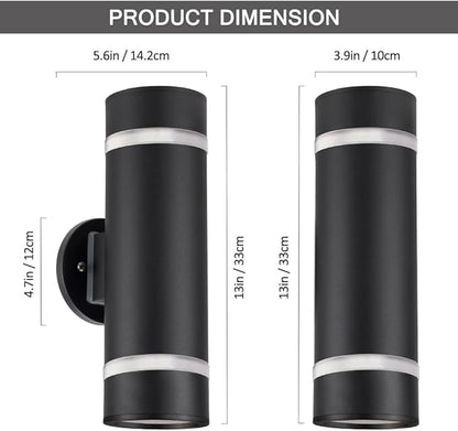Cerdeco Stainless Steel Modern Porch Light Outdoor Wall Lighting Cylinder Wall Sconce Suitable for Garden & Patio,Black Finished[ UL-Listed ]