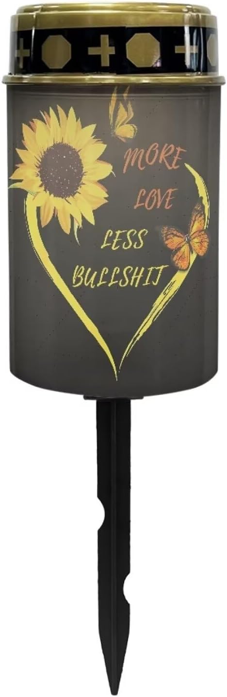 Sunflower Heart Solar Outdoor Lights, Waterproof Solar Pathway Lights,Auto On/Off Solar Lights, Solar Garden Lights for Grave Walkway Driveway Yard Lawn Landscape