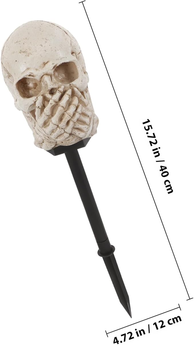 Toyvian Solar Powered Outdoor Stake Lamp Skull Path Light Halloween Garden Decoration Landscape Lighting Yard Solar Light for Patio Lawn