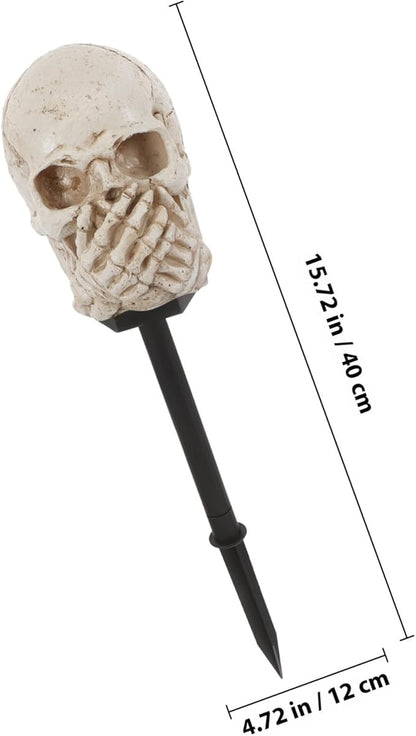 Toyvian Solar Powered Outdoor Stake Lamp Skull Path Light Halloween Garden Decoration Landscape Lighting Yard Solar Light for Patio Lawn