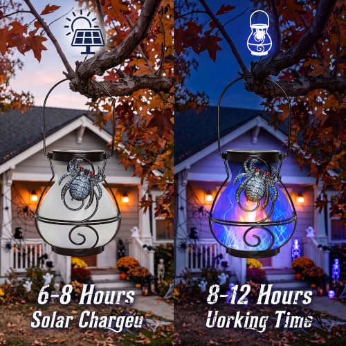 Halloween Solar Lights Outdoor Spider Hanging Solar Lanterns