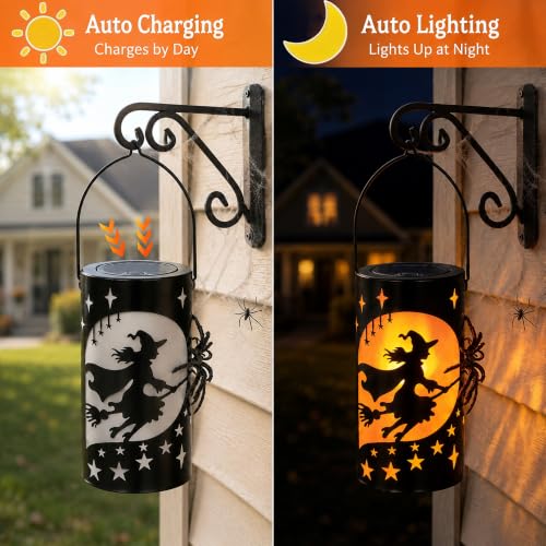 Halloween Decorations Outdoor Witch Lanterns, Solar Halloween Witch Decor