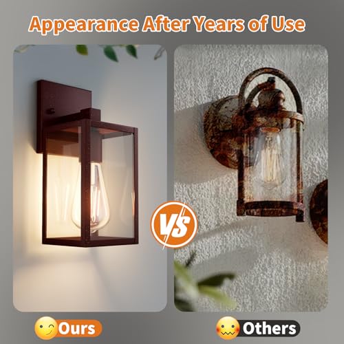 2 Pack Oil Rubbed Bronze Exterior Lighting Fixtures Wall Mount, Outside Front Porch Lights for House, Outdoor Lantern Lamp, Waterproof Wall Sconce Lights, Coach Light for Garage Entryway