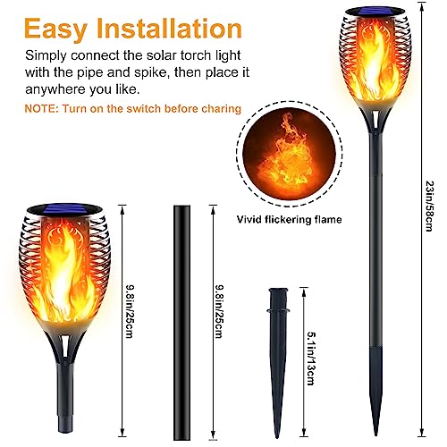 Solar Torch Light with Flickering Flame for Halloween Decorations