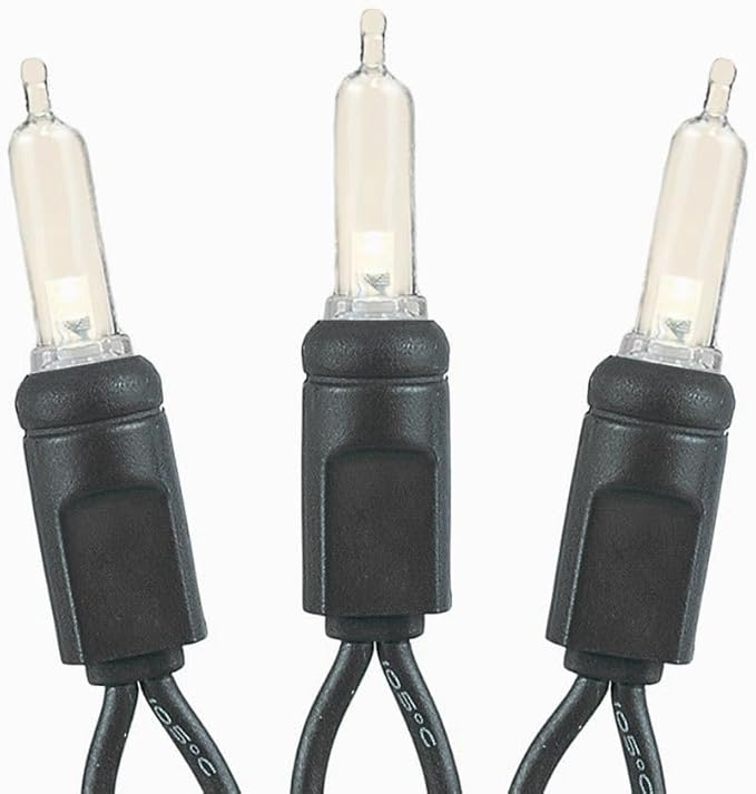 Novelty Lights Vintage Style T5 Warm White LED Christmas Lights, 35 Feet Black Wire String of 70 Mini Bulbs, UL Listed Indoor/Outdoor Tree Lighting