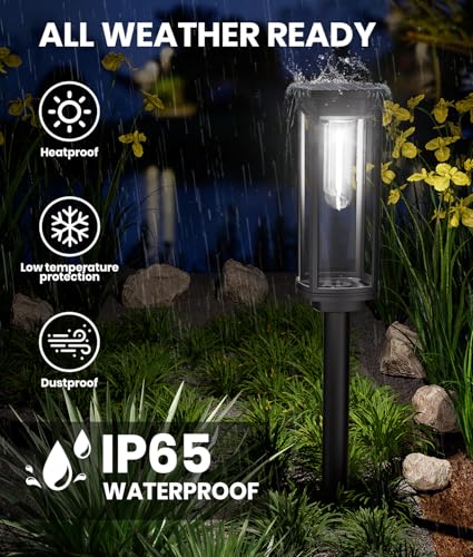 Solar Driveway Lights, 4 Pack, Cool White, Geometric Shade, IP65