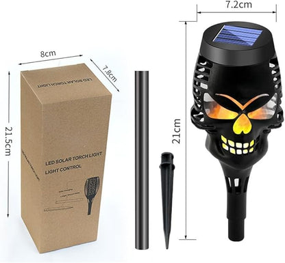 8pcs Solar Skull Torch Lights Waterproof For Outdoor Halloween Garden Pathway Lighting And Decorative Lighting With IP65 Weather Resistance