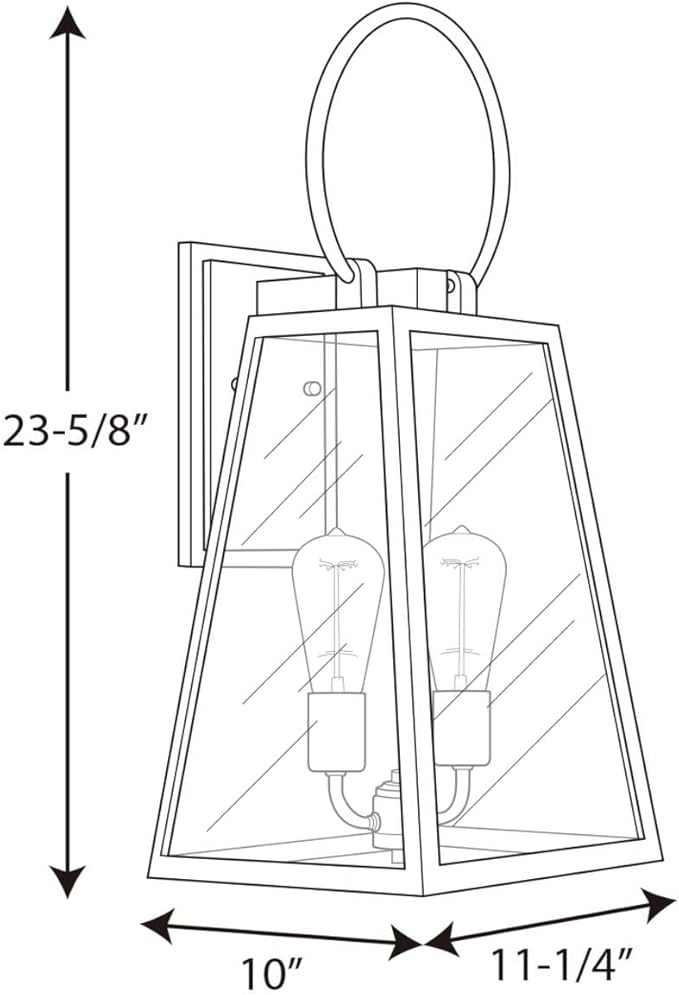 Progress Lighting Barnett Collection 2-Light Clear Glass Farmhouse Outdoor Large Wall Lantern Light Antique Bronze