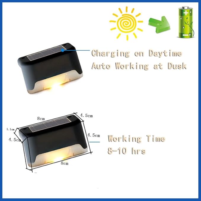 Solar Deck Lights Outdoor, Waterproof Solar Step Lights, Outdoor Solar Lights for Outside Stairs, Step, Fence, Yard, Patio, Pathway, 4 Pack