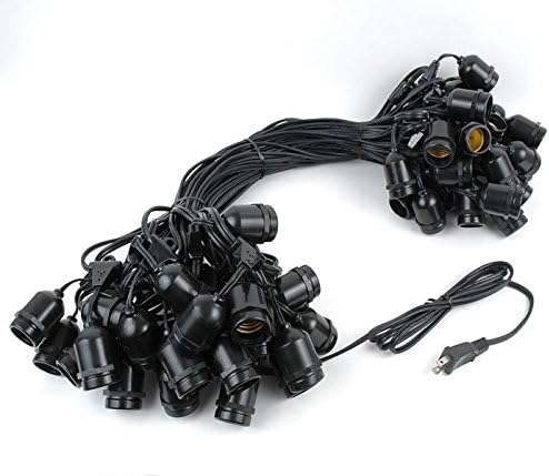 Novelty Lights 100 Feet, 50 Suspended E26 Sockets, S14 String Light Set with Clear Incandescent Bulbs, Heavy Duty | Lumora