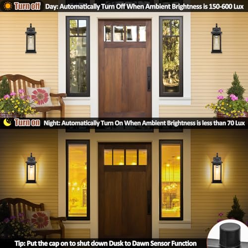 Dusk to Dawn Large Outdoor Wall Light 17 Inch