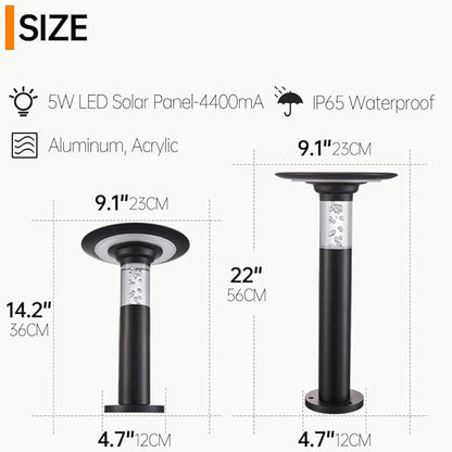 Solar LED Pathway Light Auto On/Off Landscape Lighting Die-cast Aluminum Rustproof Garden Path Light Outdoor IP65 Waterproof Solar Bollard Lights for Yard Doorway Patio Balcony