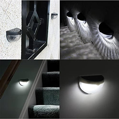 2-Pack LED Solar Fence Post Lights Outdoor Waterproof Auto On/Off Wall Mount Decorative Deck Lighting for Garden Patio Yard Path and Driveway (Black Housing, Cool White)
