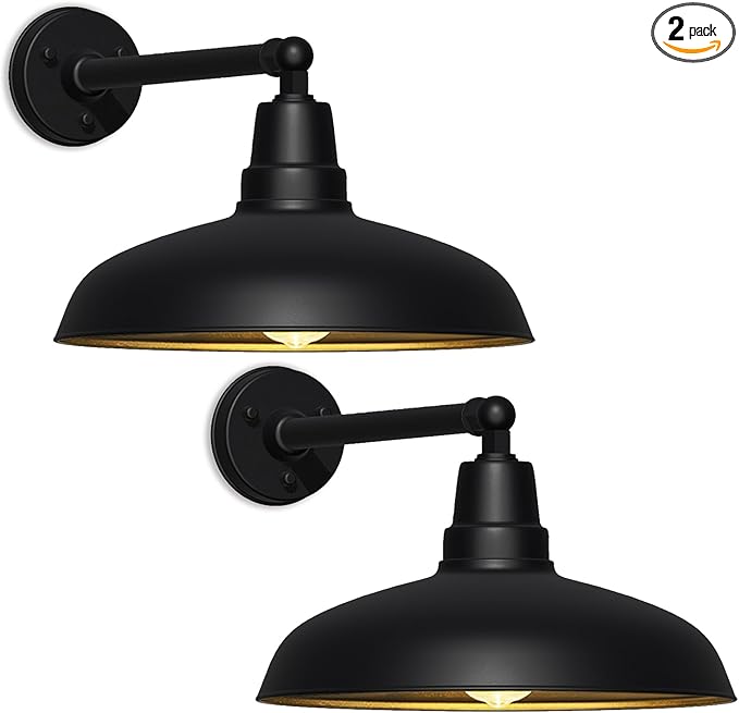 17" Outdoor Gooseneck Barn Light, Matte Black Industrial Wall Mount, Rust and Weatherproof, Vintage Farmhouse Style | Lumora