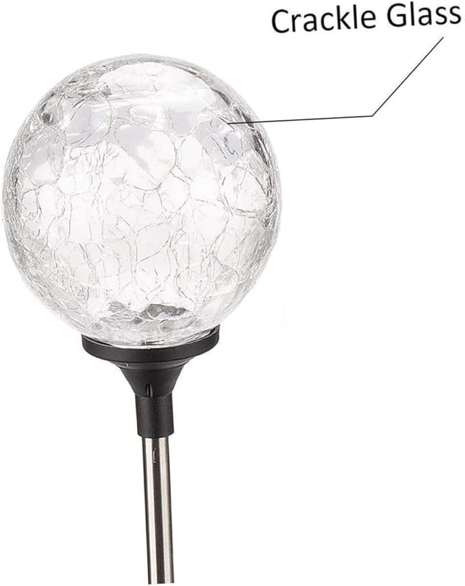 Solar Glass Ball Stake Light Color Changing Led Garden Light Outdoor Plug Lamp for Pathways Yards Patios and Events