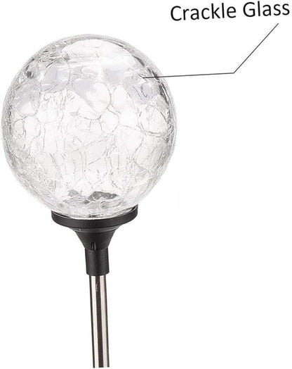 Solar Glass Ball Stake Light Color Changing Led Garden Light Outdoor Plug Lamp for Pathways Yards Patios and Events