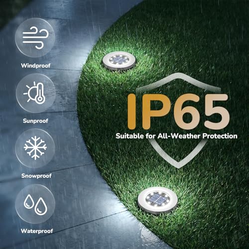 INCX Solar Lights Outdoor Waterproof In Ground Lights, 4 Pack, Cold