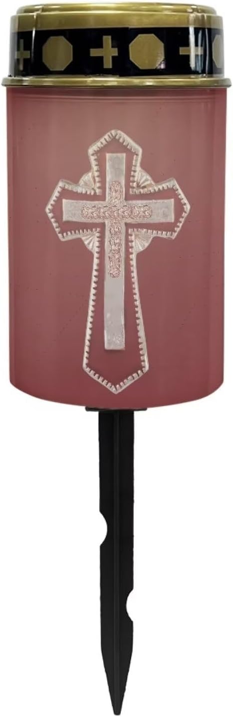 Cross Print Solar Lights Outdoors Waterproof Solar Lights Guardian Solar Light Cemetery Solar Lights for Grave Landscape Path Lights Red