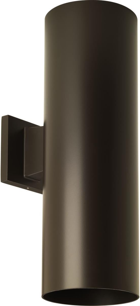 Progress Lighting 6-Inch Cylinder Outdoor Wall Sconce, 2-Light Modern Wall Mount Up and Down Lights, Interior and Exterior Lighting for Home or Porch, Aluminum Construction, Antique Bronze (P5642-20)