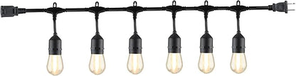 Outdoor Commercial Shatterproof LED String Light – 6 Bulbs, Plug-in, Weather-Resistant, Warm White, Energy-Efficient (24FT)