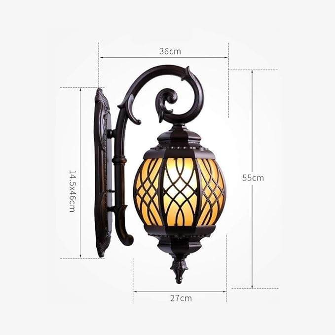 European Antique Wall Lamp,Creative Upside Down Spherical Retro,Waterproof Rainproof Vintage Light Fixture,Door Porch Metal Sconce Lighting s Mount Exterior