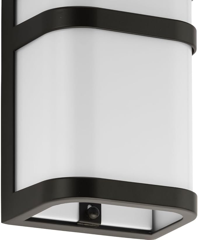 Progress Lighting Valera LED Collection 1-Light Matte White Acrylic Shade Modern Outdoor Small Wall Lantern Light Architectural Bronze