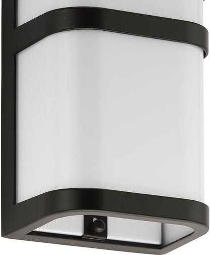 Progress Lighting Valera LED Collection 1-Light Matte White Acrylic Shade Modern Outdoor Small Wall Lantern Light Architectural Bronze