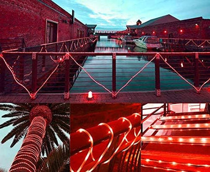 Solar Rope Lights Outdoor, 23ft 50LED Outdoor Rope String Lights Waterproof Copper Tube Wire String Lights for Garden,Yard, Path, Fence, Stairs, Backyard, Patio (Red)