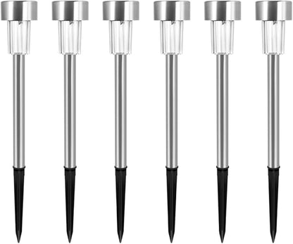 6pcs Solar Garden Lights Outdoor Pathway Lights 55 Stainless Steel Waterproof White LED Lawn Landscape Lighting for Patio Yard Driveway