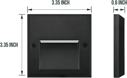 GKOLED 6-Pack Slim Square Low Voltage Deck Post Lights, Outdoor Step Lights, 12V Fence Railing Lighting Fixtures, Die-cast Aluminum, Black, 3000K