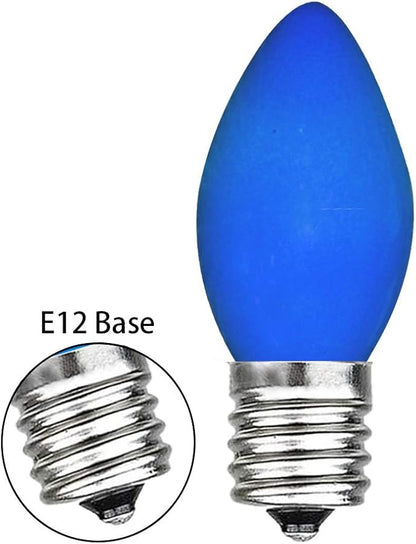 GOOTHY 25 Pack C7 Blue Christmas Replacement Light Bulbs, C7 Blue Incandescent Light Bulbs for Christmas Outdoor Patio Indoor String Lights, C7/E12 Candelabra Base Night Light Bulbs, 5 Watt 120 Volt