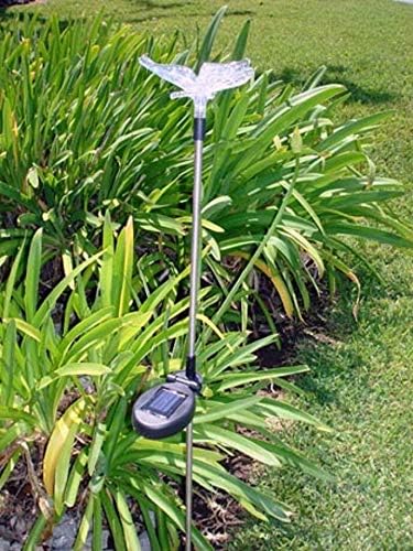 Set of 2 Clear Acrylic Butterfly Solar Garden Yard Landscape Path Stick LED Lights