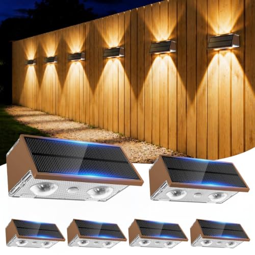 Solar Fence Lights Outdoor, 6 Pack Fence Solar Lights Waterproof