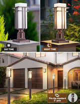 Oil Rubbed Bronze Outdoor Post Lights,Waterproof Pole Mount Light Fixture with Pier Mount Adapter(with 3-Inch Pier Mount Base), Exterior Lamp Post Lantern Head for Yard,Garden Backyard and Porch