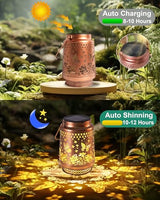 2 Pack Butterfly Solar Lanterns Outdoor Waterproof, Garden Decor Birthday Gifts for Women Mom Grandma Sister, Metal Hanging Solar Lights Outside Decorative for Backyard Patio Lawn Pathway Landscape