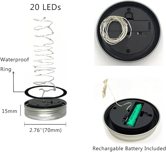 Decorman Solar Mason Jar Lights, 8 Pack Waterproof Fairy Star Firefly Lids String Lights with 8 Hangers for Patio | Lumora
