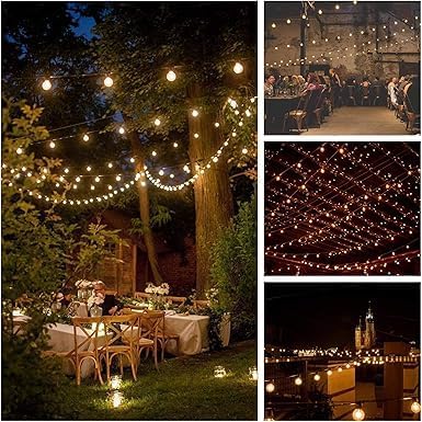 Hometown Evolution, Inc. G40 LED Warm White Outdoor Patio String Lights with 0.6 Watt Bulbs (G40 LED 3 Diode | Lumora