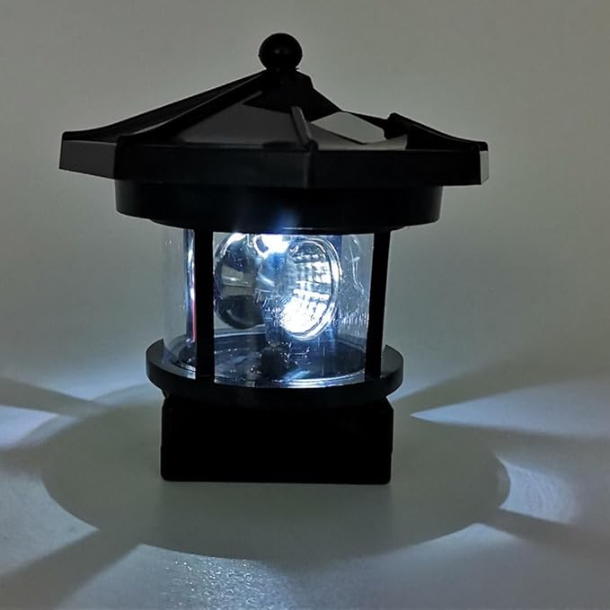 Hemoton Outdoor Solar Lights,Rotatable LED Solar Lighthouse,Outdoor Light Beacons Tower,Waterproof Walkway Lights, Garden Lights Lawn Lantern,Lamp Towers for Garden Yard Outdoor Decor