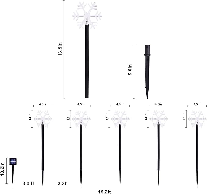 BRIGHTDECK Snowflake Solar Christmas Decorations Outdoor, 5 Pack LED Pathway Lights, Waterproof Snowflake Pathway | Lumora