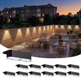 12 Pack Solar Fence Lights Outdoor, Deck Light Solar Powered, IP65 Waterproof Led Riling Solar Lights for Outside Step Yard, Warm White