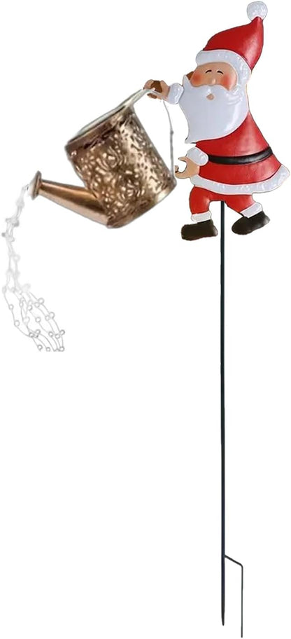 Christmas Solar Kettle Lights, Light Solar Santa Claus Watering Can LED Light, Waterproof Solar Powered Lawn Decorative Lights for Outdoor Christmas Pathway Decoration (Warm White A, Kettle Lights)