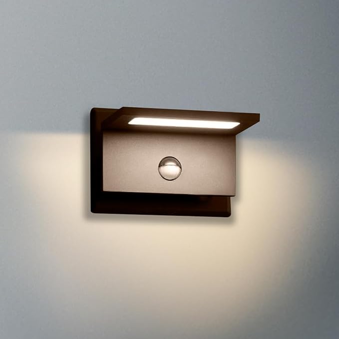 Motion Sensor Outdoor Wall Light Black LED Exterior House Light Fixture Front Porch Light Wall Mount Sconce IP54 Waterproof for Garden Patio Garage Entryway 10W 680Lm 3000K