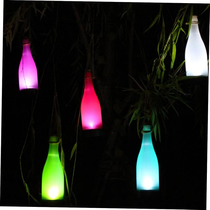 5 Pcs Solar Bottle Lights Led Plastic Waterproof Outdoor Garden Yard Patio Pathway Lights for Christmas Halloween Weddings Random