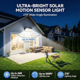 Solar Lights Outdoor, 452 LED 2000LM Ultra Bright Solar Motion Lights Outdoor, IP65 Waterproof Motion Sensor Outdoor Lights, 3 Modes Wireless Security Lights for Fence, Yard, Patio, Garage [4 Pack]