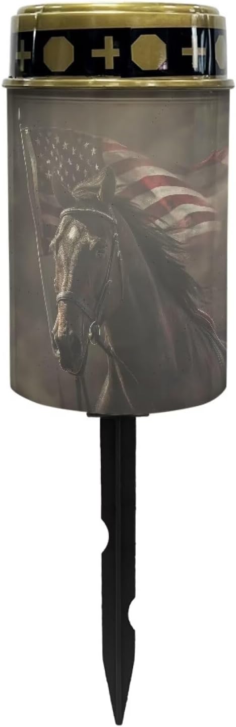 American Horse Solar Stake Lights Yard Lawn Solar Powered Lights Cemetery Decorations Driveway Markers Patio Accessories Ornament Sympathy Remembrance Memorial Gift