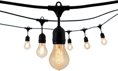 Ciata 48-Foot Indoor Outdoor String Light Set with 15 A19 Edison Bulbs, Dimmable Nostalgic Incandescent Lights, E26 Base, 25W Amber Glow, Wet Rated for Patio, Cafe, Wedding