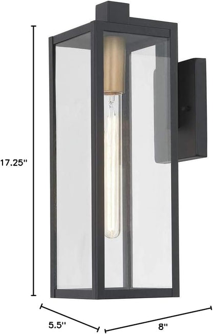 Modern Outdoor Wall Light Black 17.25 Inches Tall